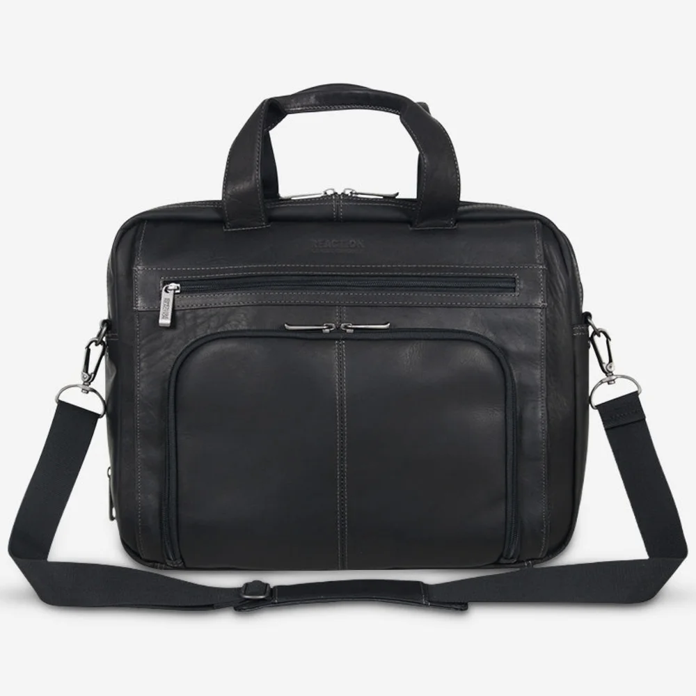 Kenneth Cole Black Leather Messenger Bag